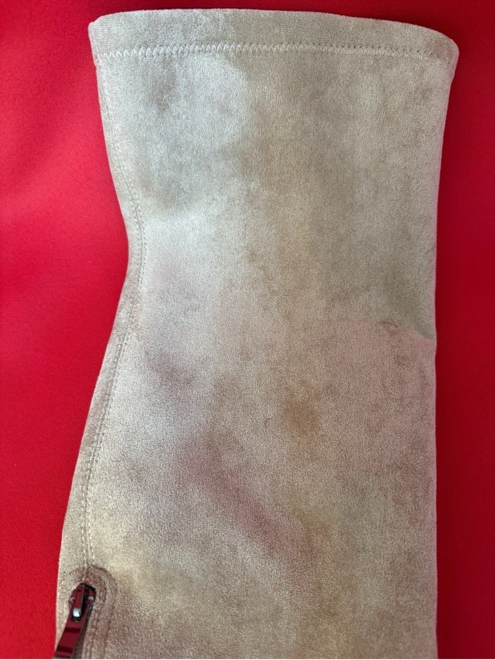 US 9 Sz 41 Boots Over Knee As Suede 2”Block Heel Almond Toe Shaft 23” Beige - Picture 3 of 15